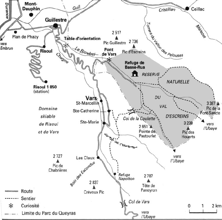 Carte autour de Vars